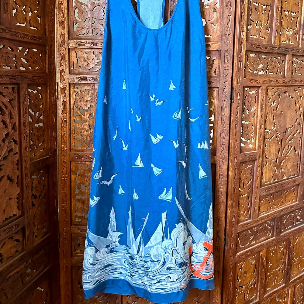 Stella McCartney Blue Silk Nautical Print Dress size 42/8